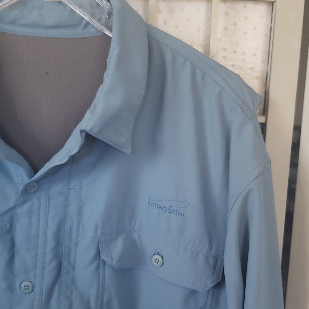 Patagonia long sleeve button down outdoors mens blue shirt - Picture 2 of 5